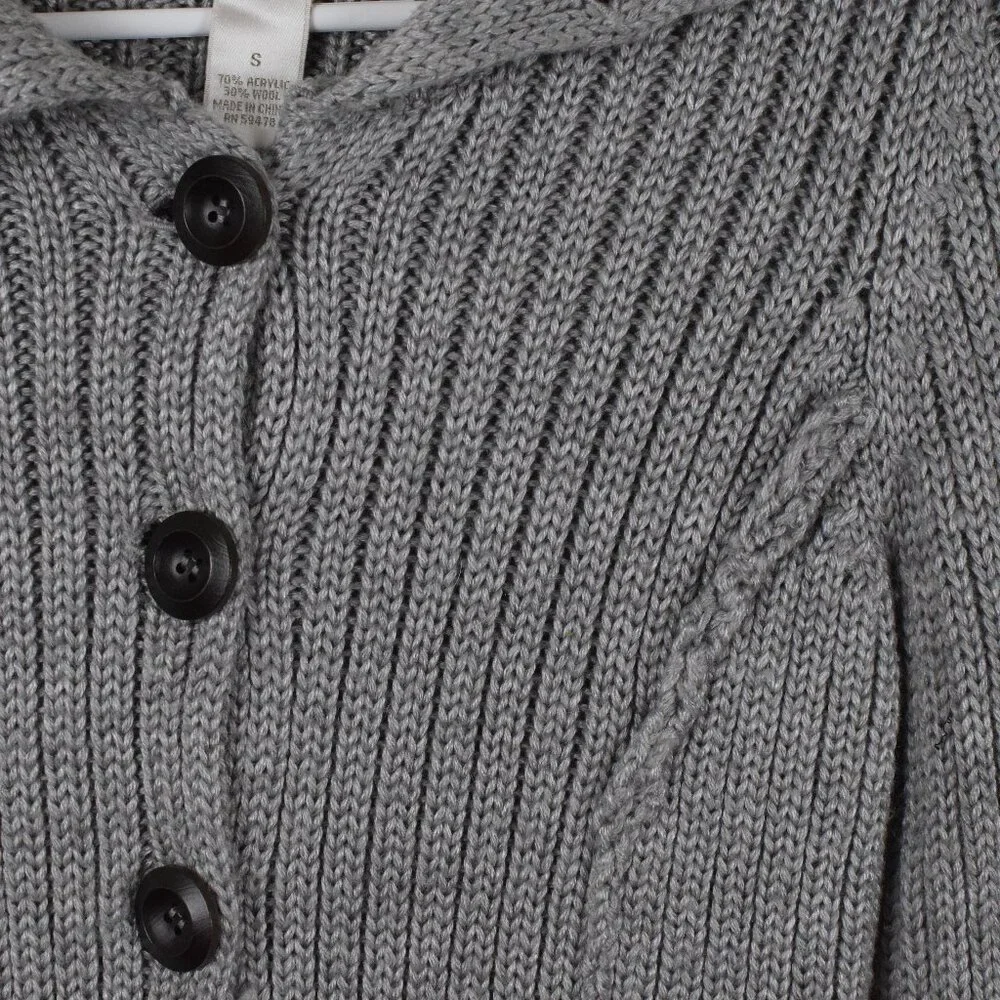 Kenar Wool Blend Grey Asymmetrical Neck Long Button Cardigan Sweater Winter Fall - Picture 4 of 13